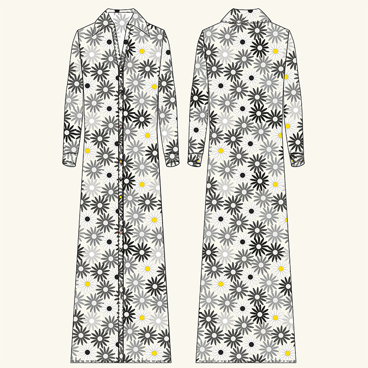 Robe Chemise Flower Power Écru/Brume