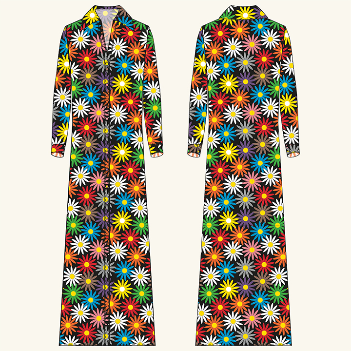 Robe Chemise Flower Power Multicolore